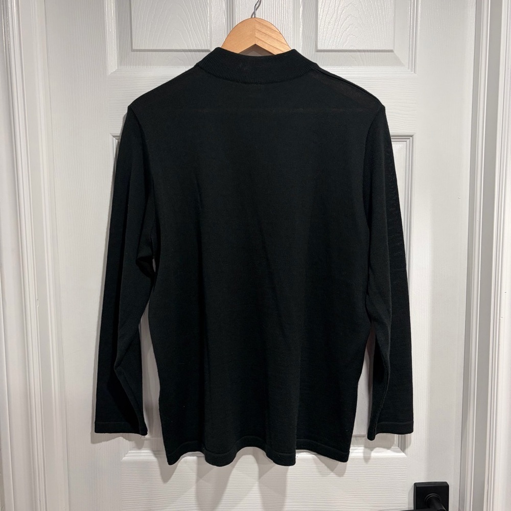 Lucia Long Sleeve Wool Blend Classic Black Mock Neck Knit Sweater - Picture 6 of 10